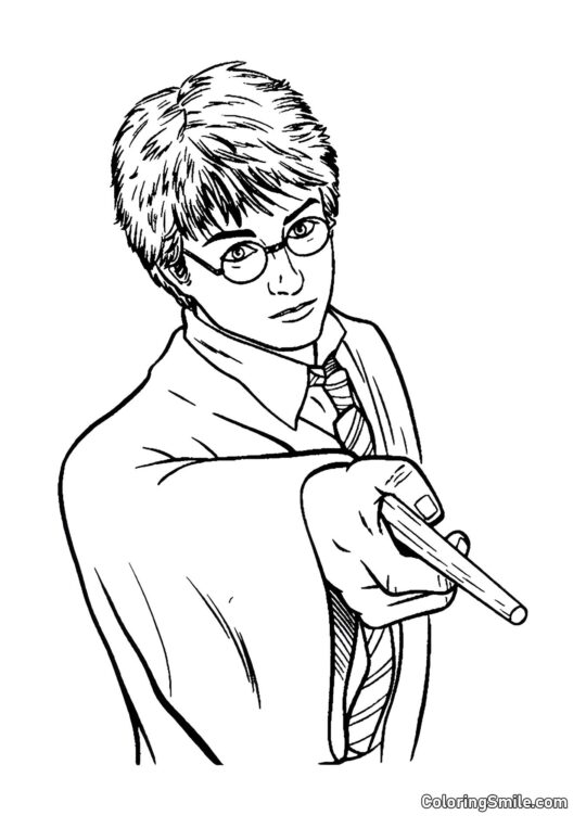 Harry lançant un sort - Page de Coloriage