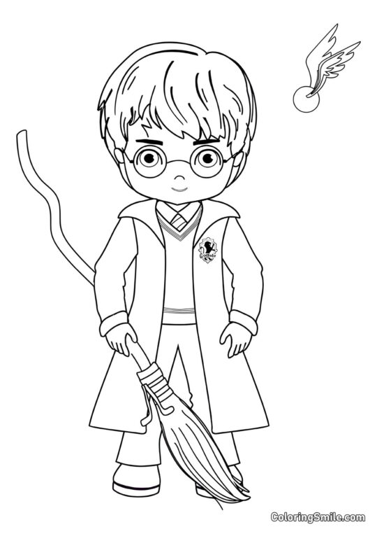 Harry et la Golden Snitch en Cartoon - Page de Coloriage