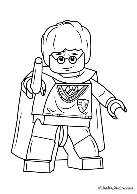 LEGO Harry Potter avec une baguette magique - Page de Coloriage