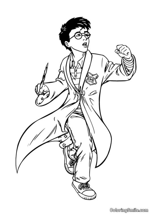 Harry en Cartoon allant au combat - Page de Coloriage