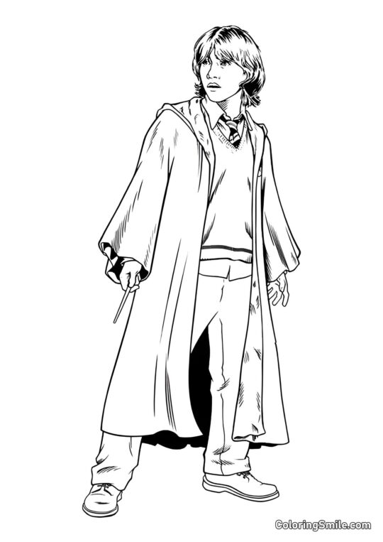 Ron Weasley en pleine hauteur - Page de Coloriage