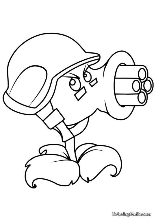 Gatling de Pois de Plants vs. Zombies - Page de Coloriage