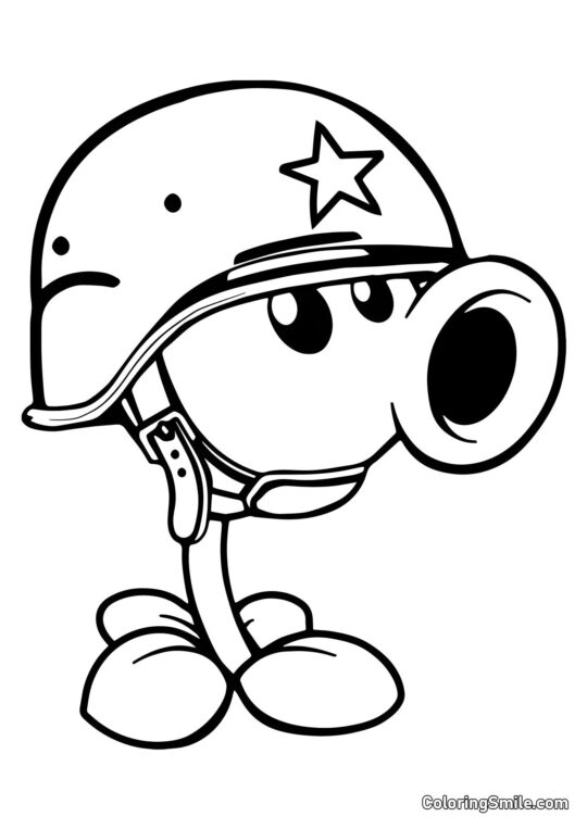 Tireur de Pois Casque de Plants vs. Zombies - Page de Coloriage