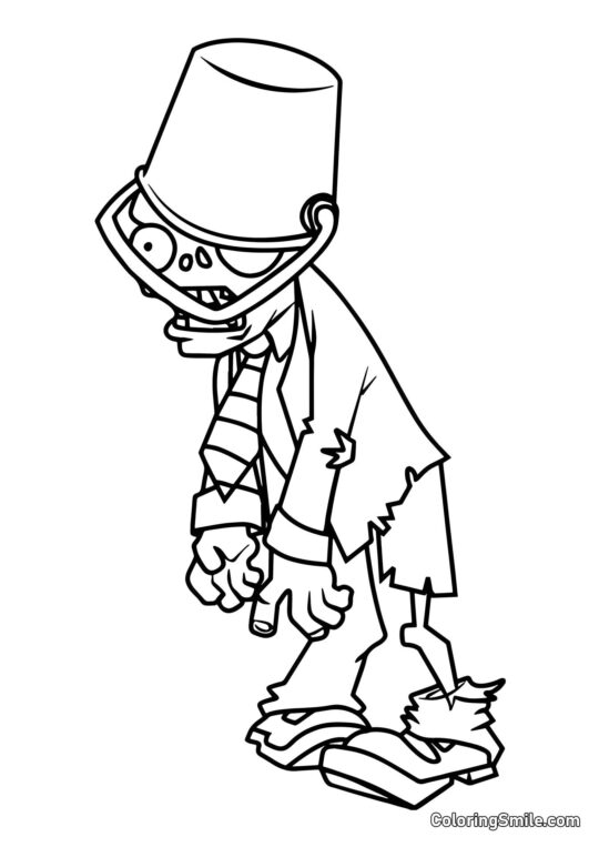 Zombie Tête de Seau - Page de Coloriage