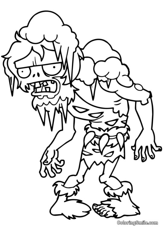 Zombie Homme des Cavernes - Page de Coloriage