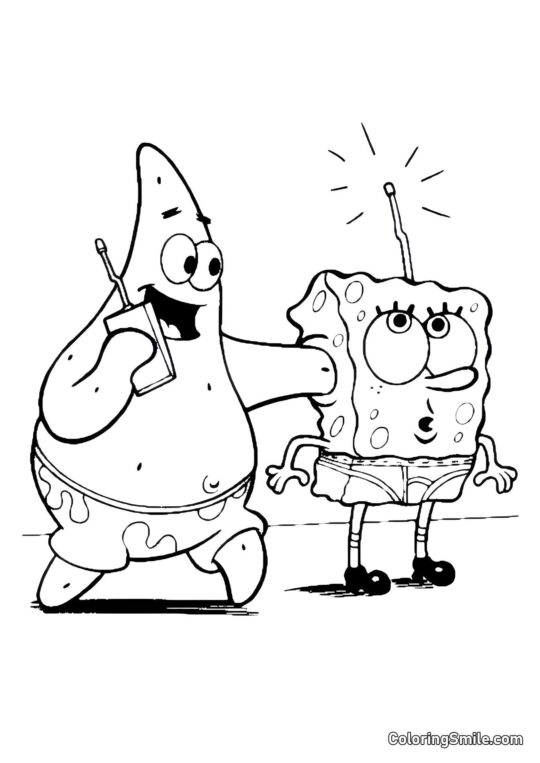 SpongeBob avec Patrick - Page de Coloriage