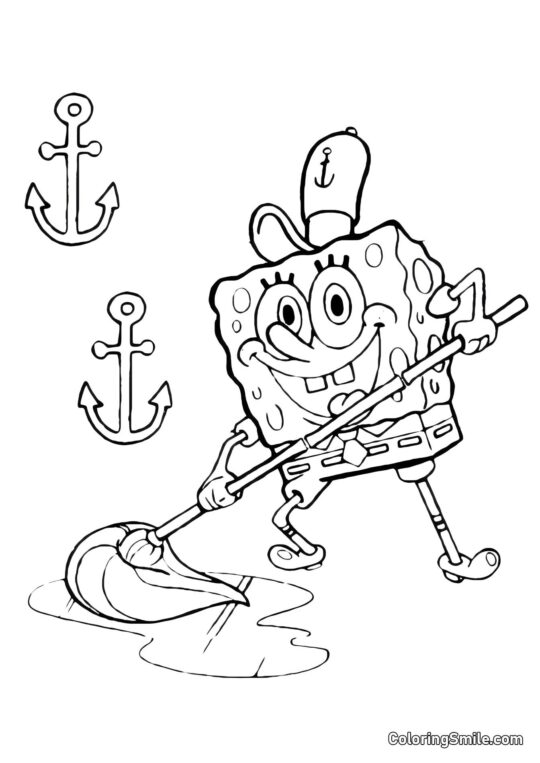 Krabs satisfait de SpongeBob - Page de Coloriage