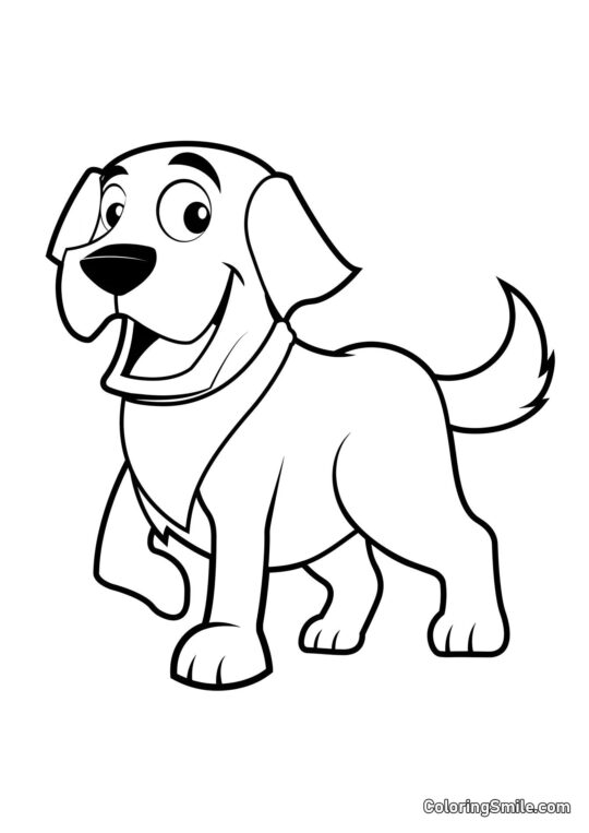 Chien heureux - Page de Coloriage