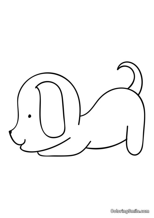 Chiot à colorier avec des peintures - Page de Coloriage