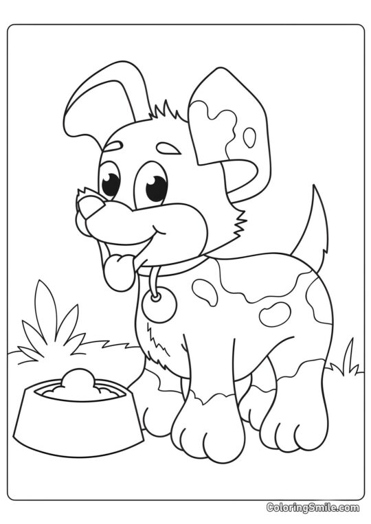 Chien satisfait - Page de Coloriage