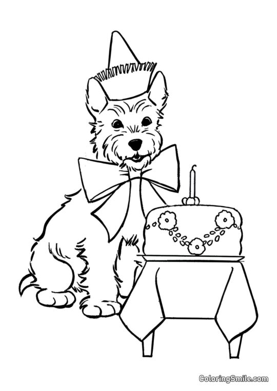 Anniversaire du chien - Page de Coloriage