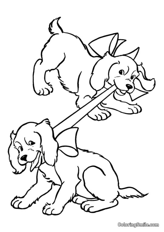 Jeu de deux chiens - Page de Coloriage
