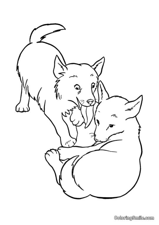 Chiens se reposant - Page de Coloriage