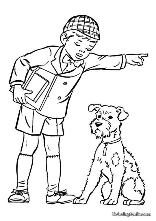 Chien a reçu une réprimande - Page de Coloriage