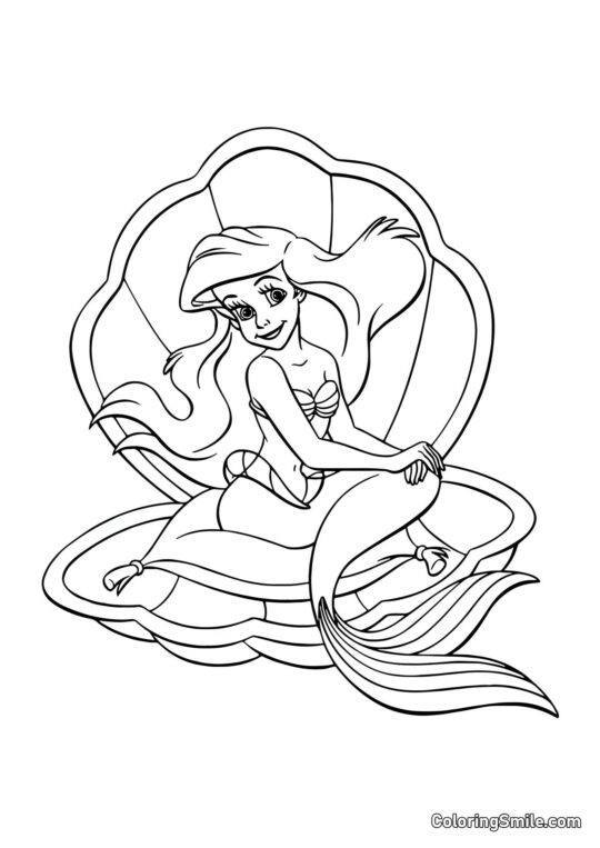 La sirène dans un coquillage - Page de Coloriage