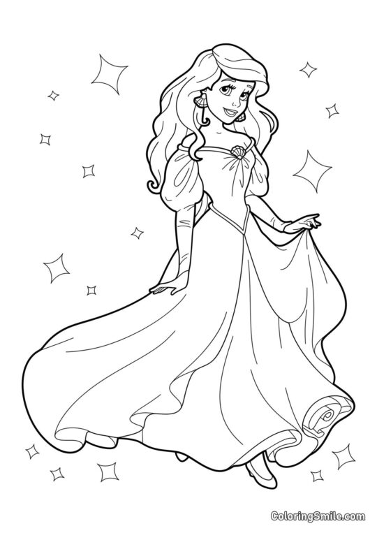 Ariel dans une belle robe - Page de Coloriage