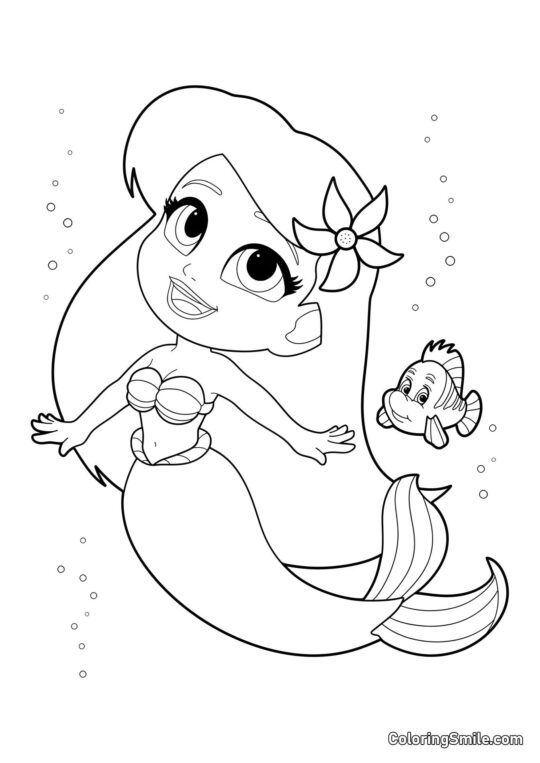 Ariel Kawaii - Page de Coloriage