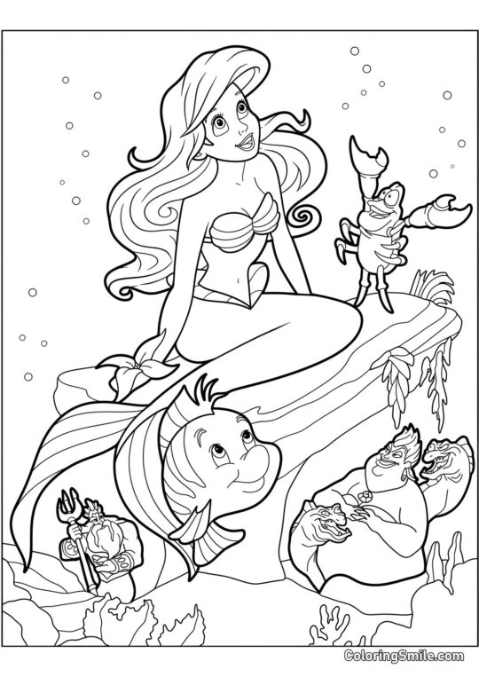 Ariel rêveuse - Page de Coloriage