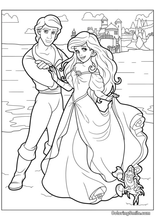 Prince Éric et Princesse Ariel - Page de Coloriage
