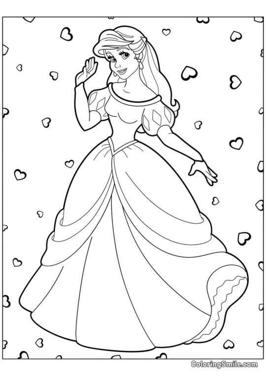 Ariel faisant un signe - Page de Coloriage