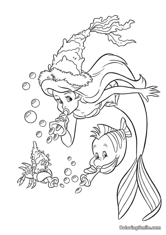 La sirène et ses amis - Page de Coloriage