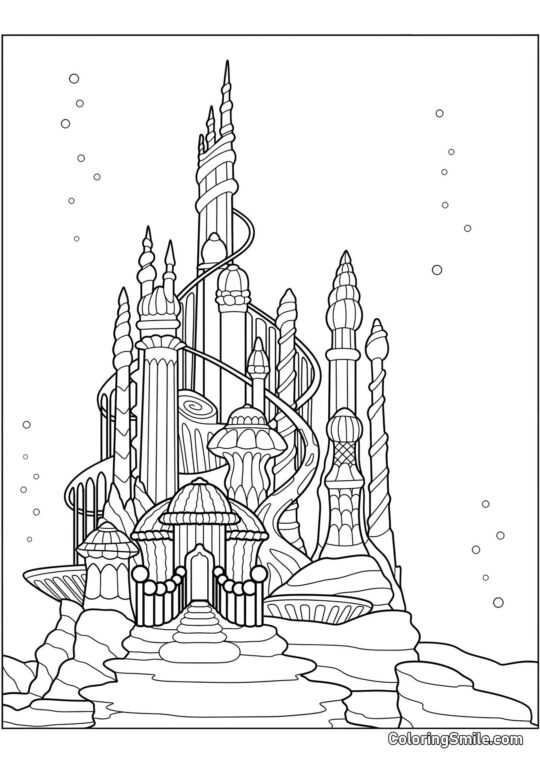 Château sous-marin de la sirène - Page de Coloriage