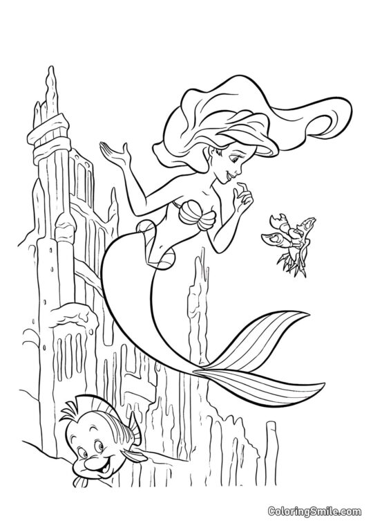 La sirène dans le royaume sous-marin - Page de Coloriage