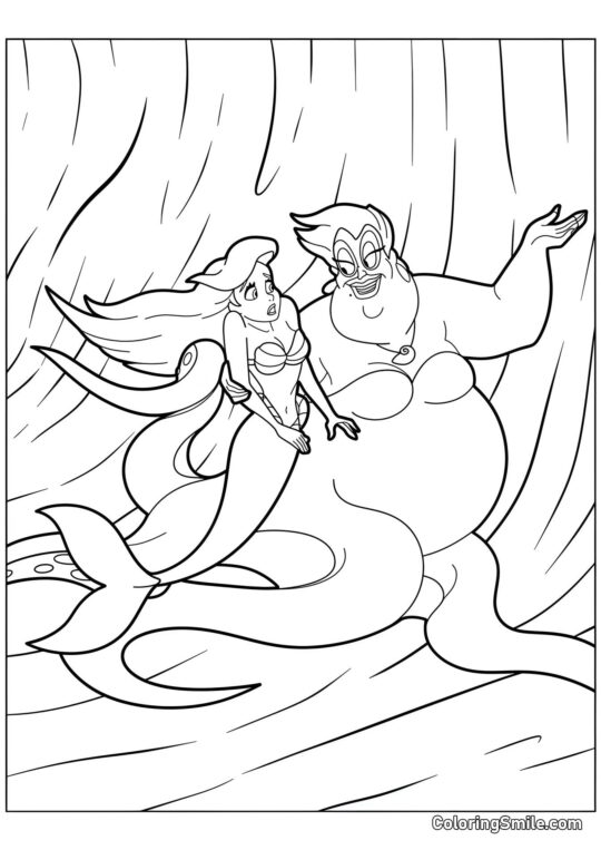 Ariel et Ursula - Page de Coloriage
