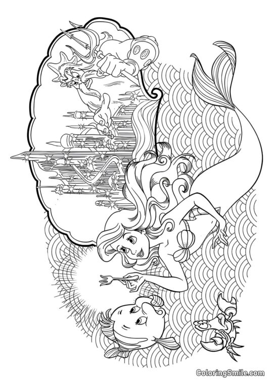 Ariel dans le royaume sous-marin - Page de Coloriage
