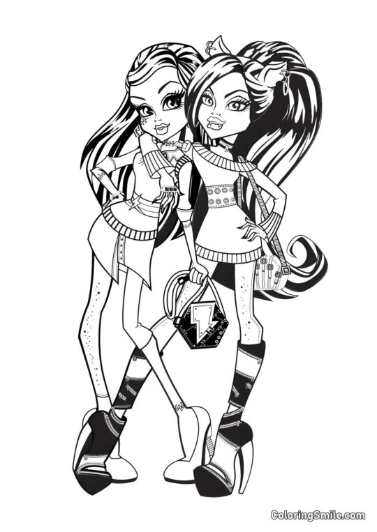 Frankie Stein et Clawdeen Wolf Frankie Stein et Clawdeen Wolf - Page de Coloriage