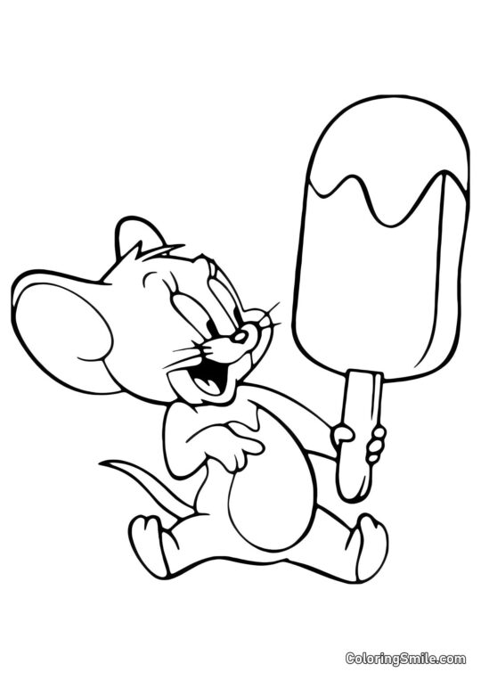 Jerry avec une glace sur un bâton - Page de Coloriage