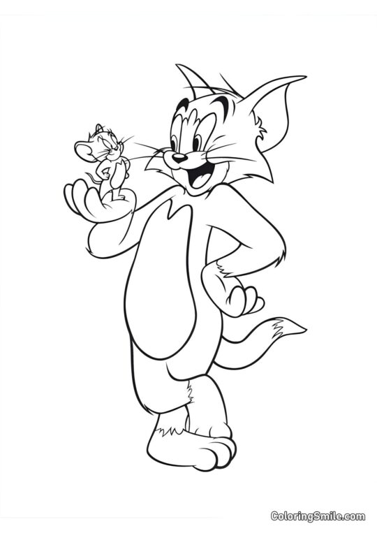 Trêve temporaire entre Tom et Jerry - Page de Coloriage