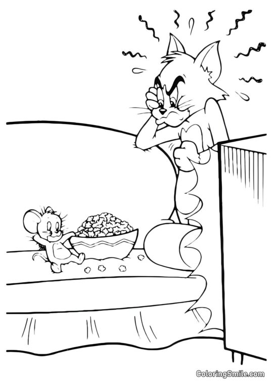 Jerry mangeant du pop-corn - Page de Coloriage