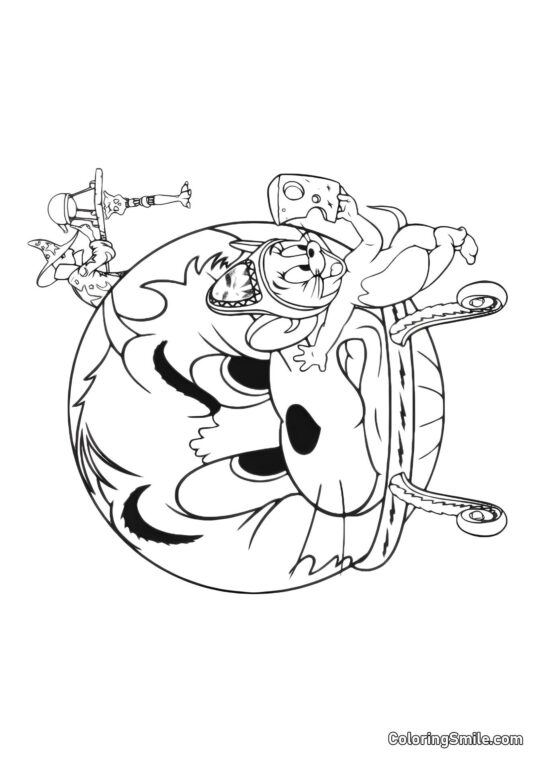Tom est en colère contre Jerry - Page de Coloriage