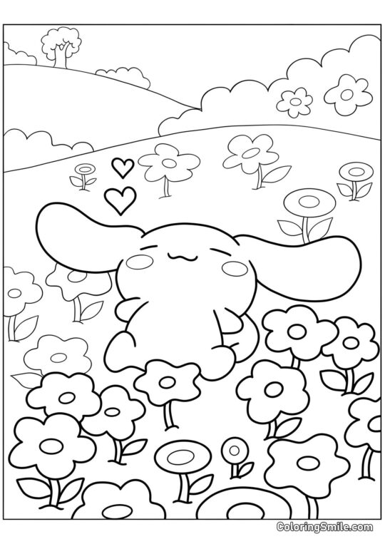 Cinnamoroll et fleurs - Page de Coloriage
