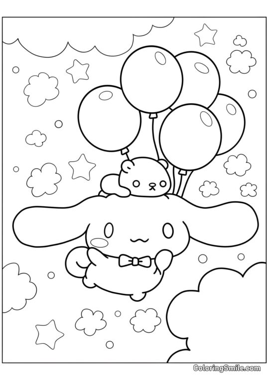 Cinnamoroll et ballons - Page de Coloriage