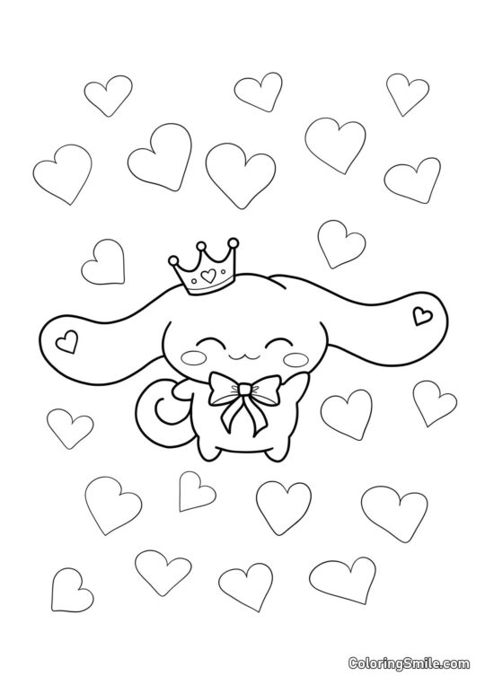 Cinnamoroll Kawaii Simple avec une couronne - Page de Coloriage