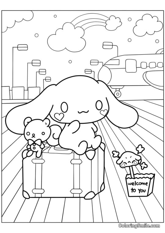 Cinnamoroll à l&rsquo;aéroport - Page de Coloriage
