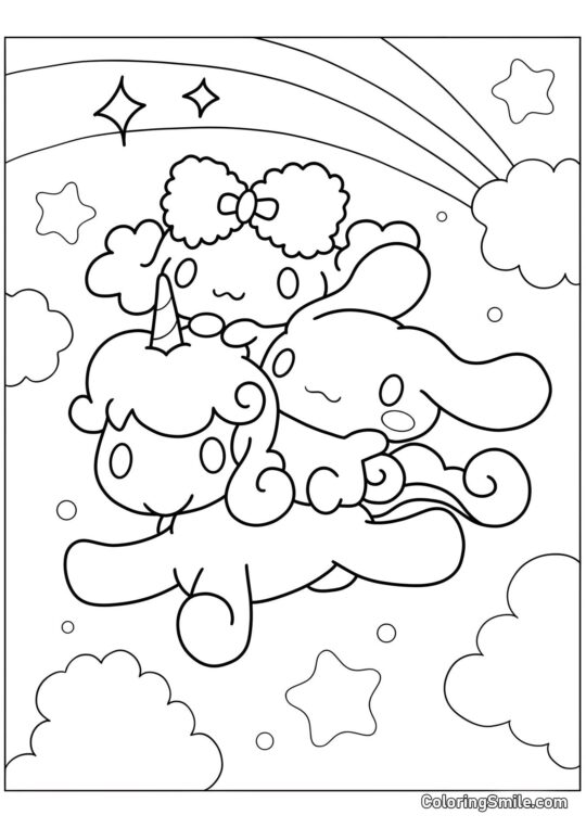 Cinnamoroll et licorne - Page de Coloriage