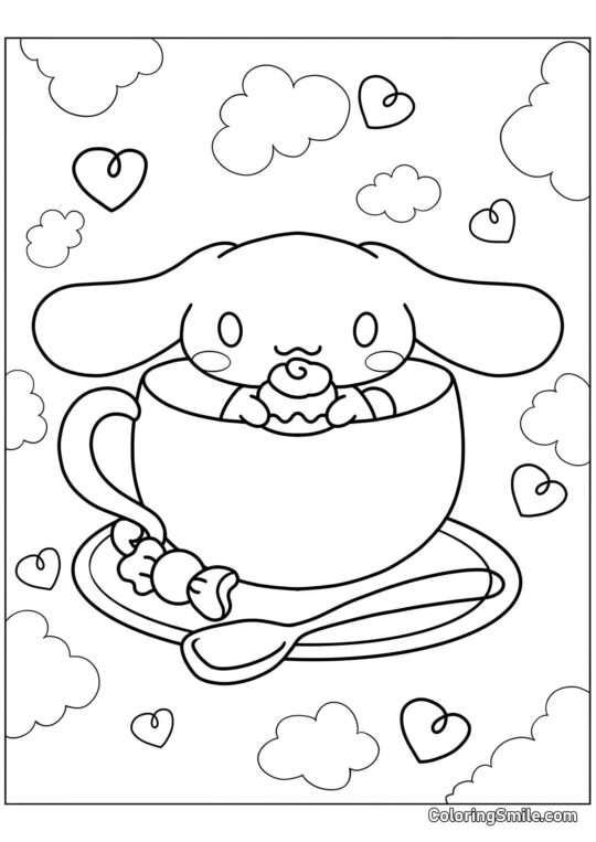 Cinnamoroll dans une tasse - Page de Coloriage