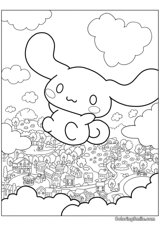 Cinnamoroll dans le ciel - Page de Coloriage