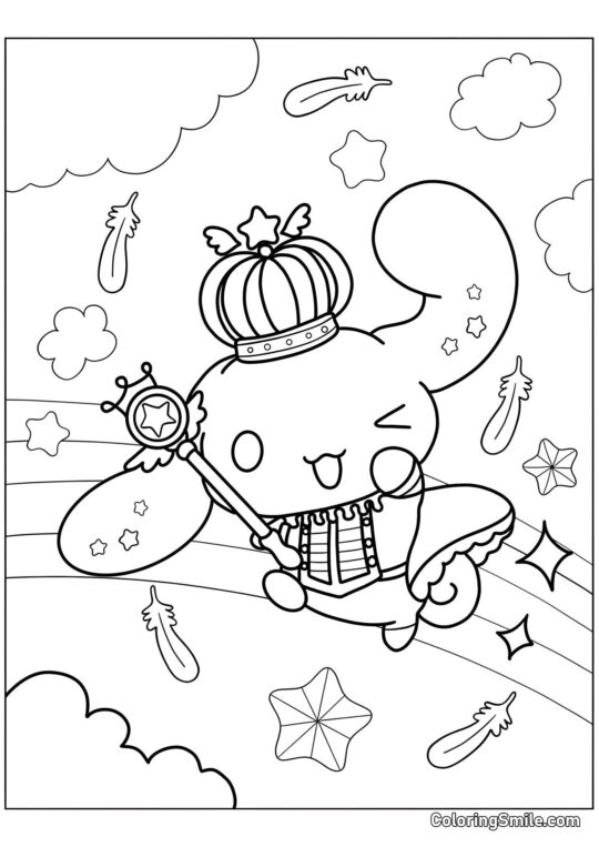 Cinnamoroll avec une couronne - Page de Coloriage