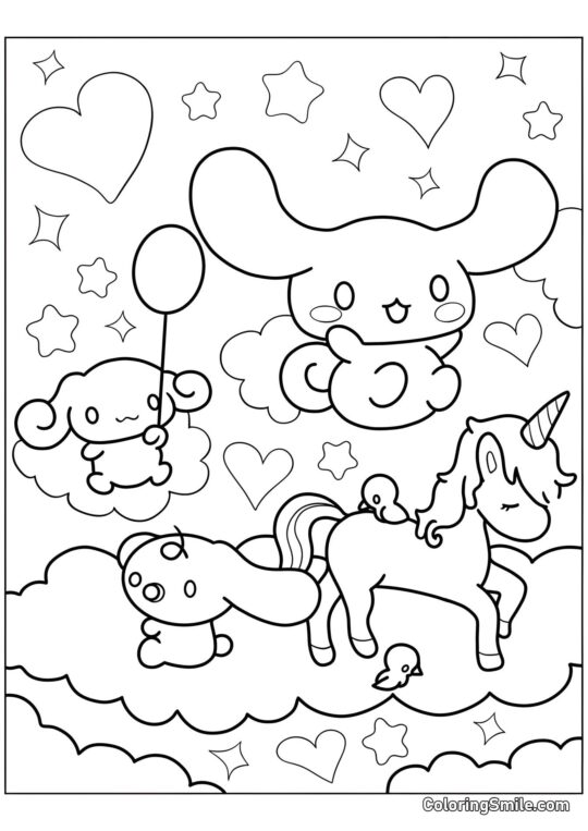 Cinnamoroll avec Milky et Espresso - Page de Coloriage