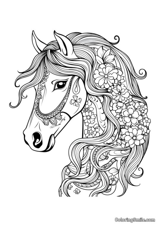 Thérapie artistique tête de cheval en couleurs - Page de Coloriage