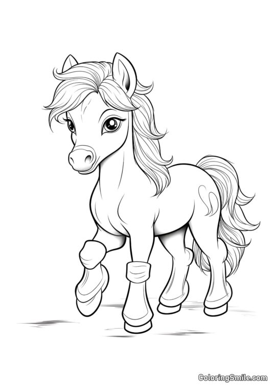 Mignon poney bébé - Page de Coloriage