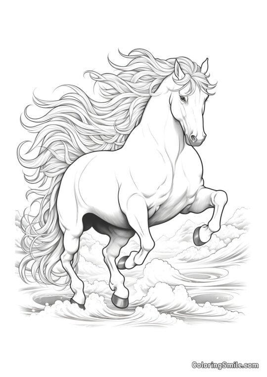 Cheval courant sur les vagues - Page de Coloriage