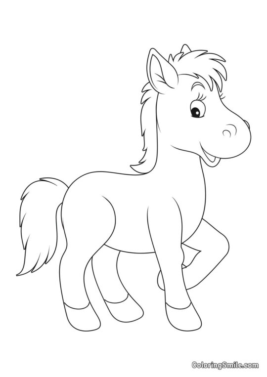 Cheval joyeux pour les enfants - Page de Coloriage