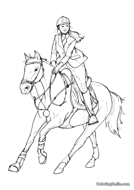 Cavalier sur un cheval - Page de Coloriage