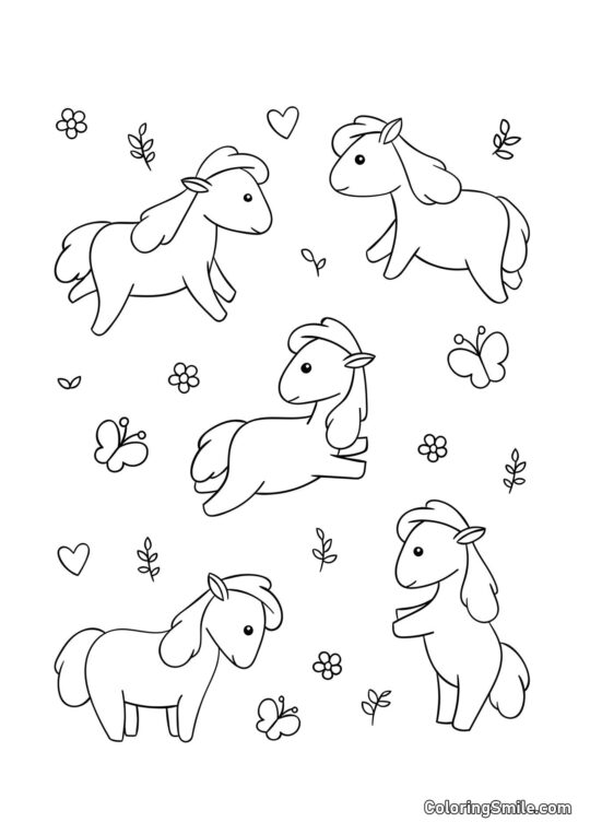 Chevaux mignons - Page de Coloriage