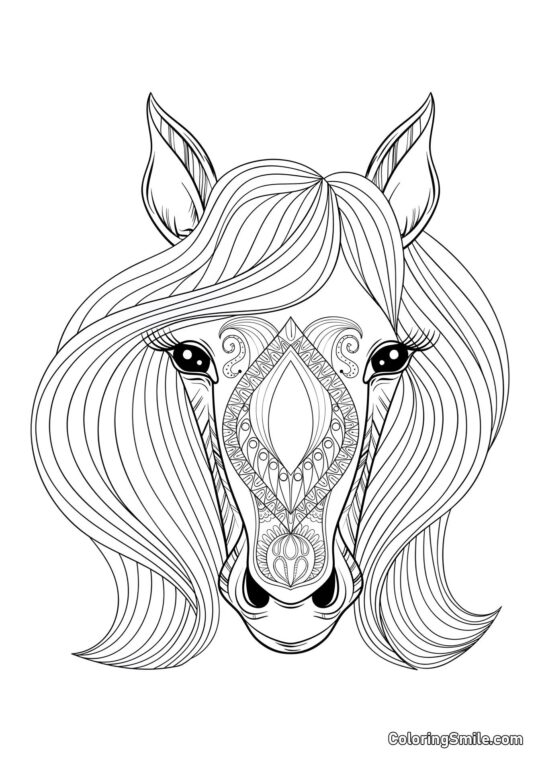 Cheval avec une belle crinière - Page de Coloriage